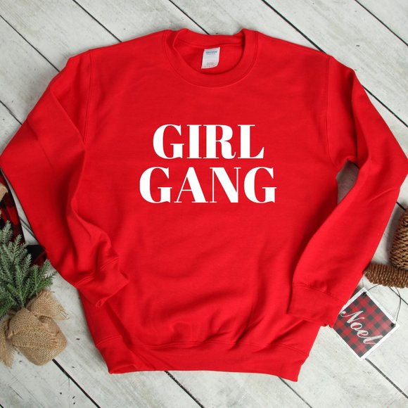 Gildan Tops - Red Girl Gang unisex crewneck sweatshirt NEW
